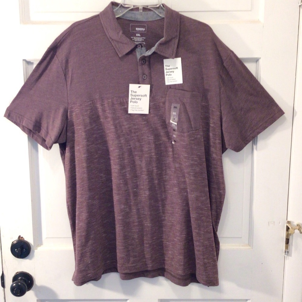 Sonoma Mens Magenta Short Sleeve Super Soft Jersey Polo Size XXL